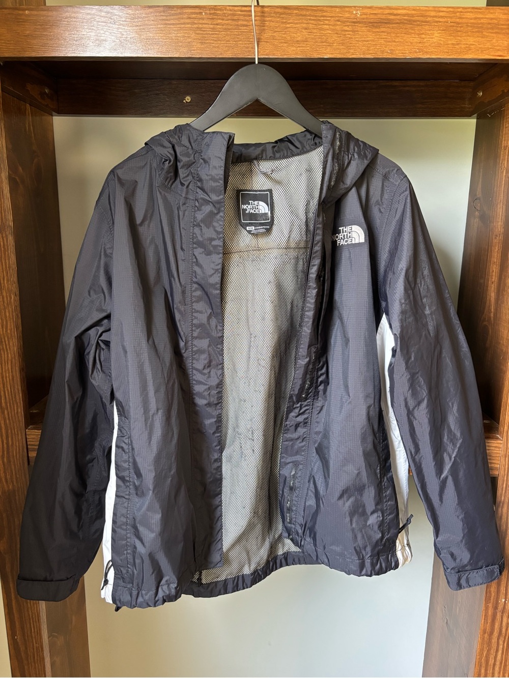 The North Face Black & White Hooded Rain Jacket